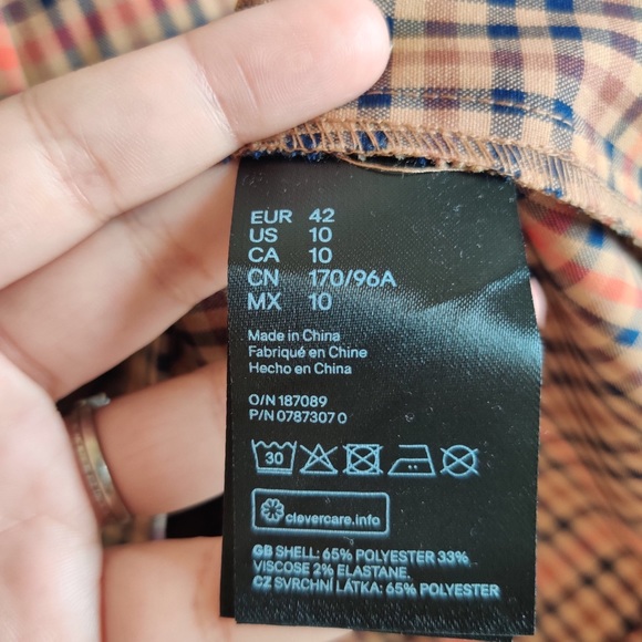 H&M plaid long sleeve dress, size 10 NWT - Picture 4 of 4